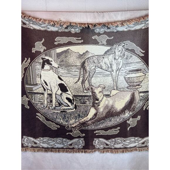 Vintage 1990s Greyhound Tapestry Blanket - Picture 3 of 7